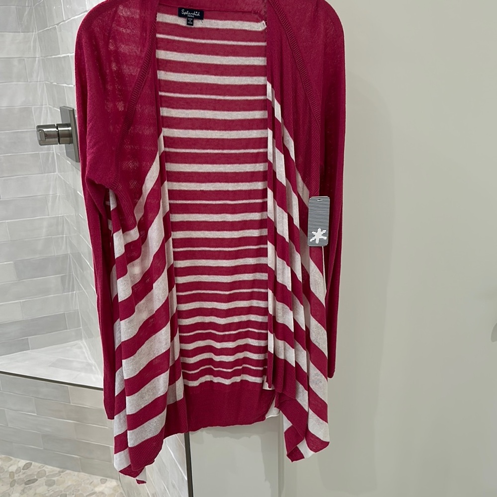 NWT Splendid Pink and White Striped Lightweight Cardigan Size Small